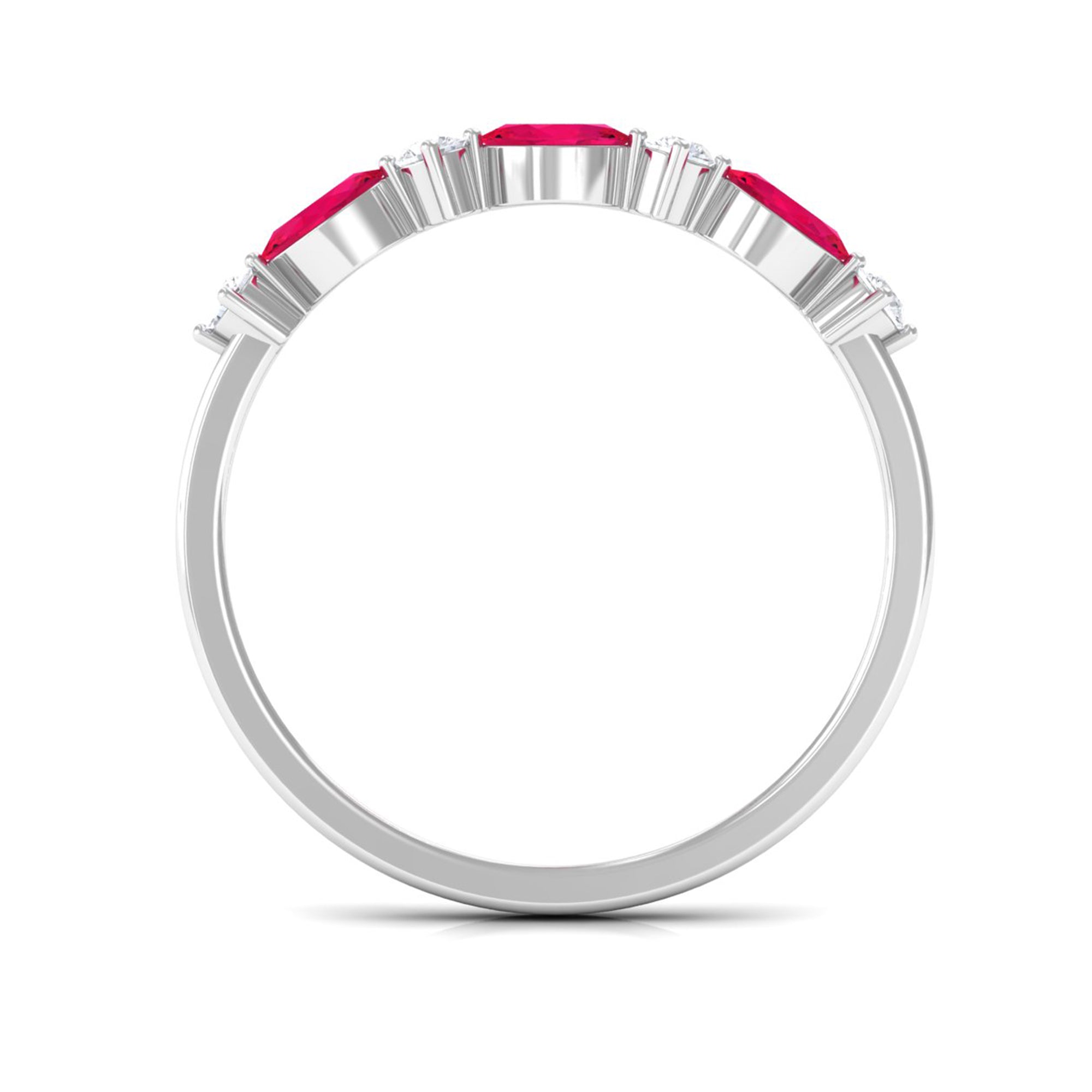 Rosec Jewels-Natural Marquise Ruby Diamond Half Eternity Ring for Anniversary