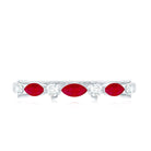 Rosec Jewels-Natural Marquise Ruby Diamond Half Eternity Ring for Anniversary