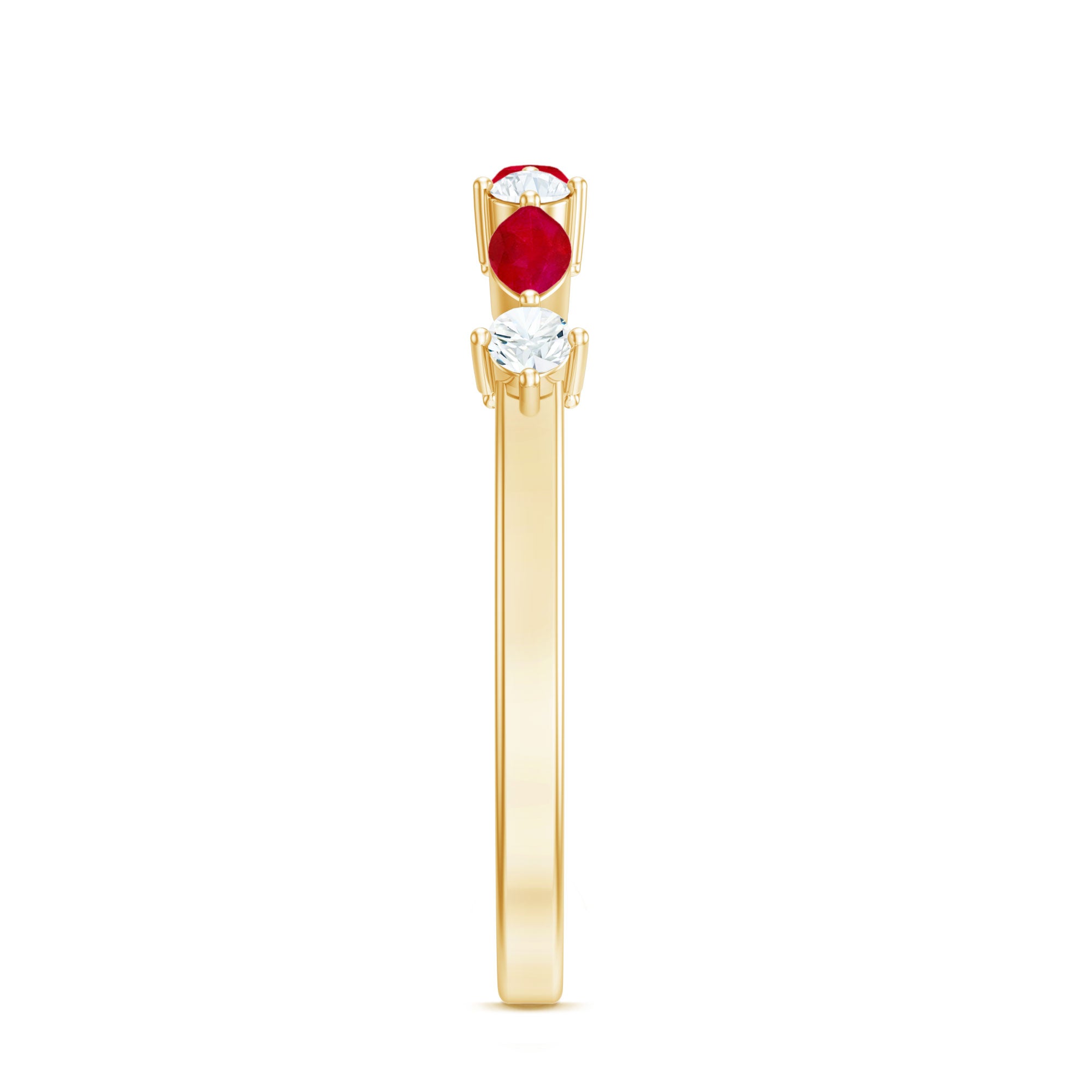 Rosec Jewels-Natural Marquise Ruby Diamond Half Eternity Ring for Anniversary