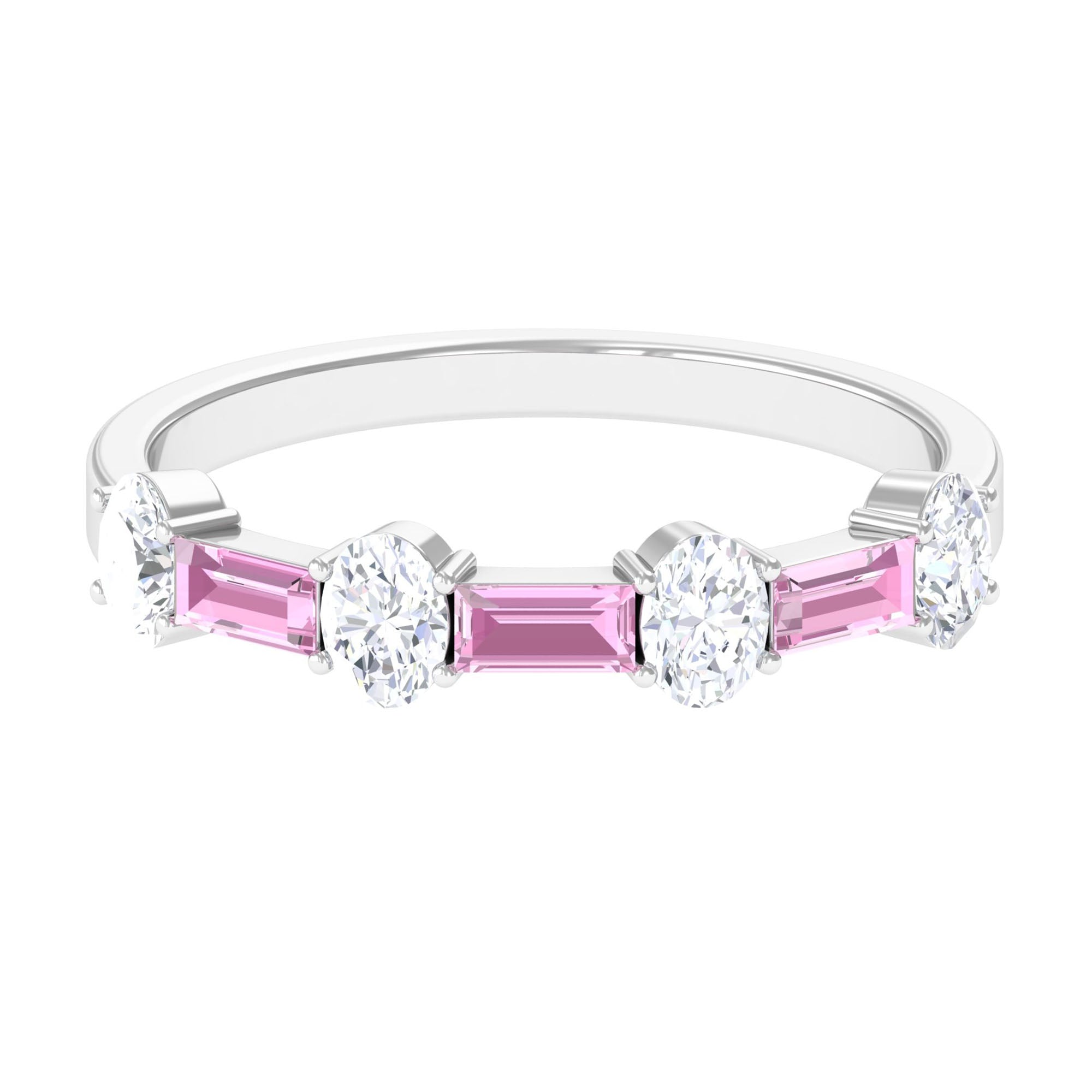 1.25 CT Natural Pink Tourmaline Semi Eternity Ring with Moissanite AAA - Rosec Jewels