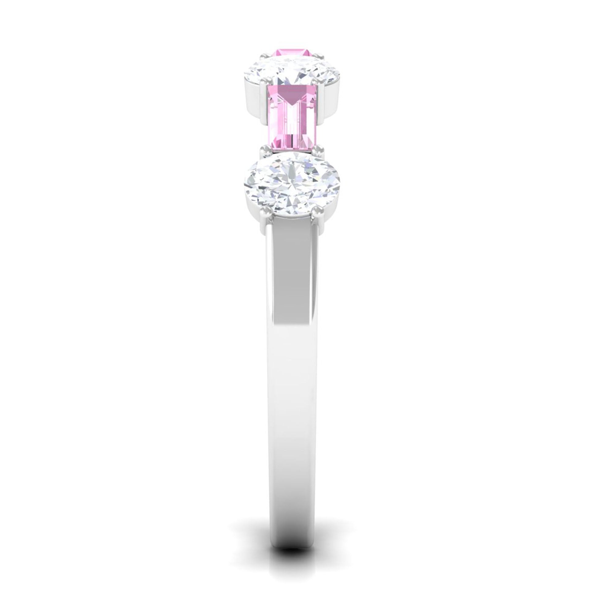 1.25 CT Natural Pink Tourmaline Semi Eternity Ring with Moissanite AAA - Rosec Jewels
