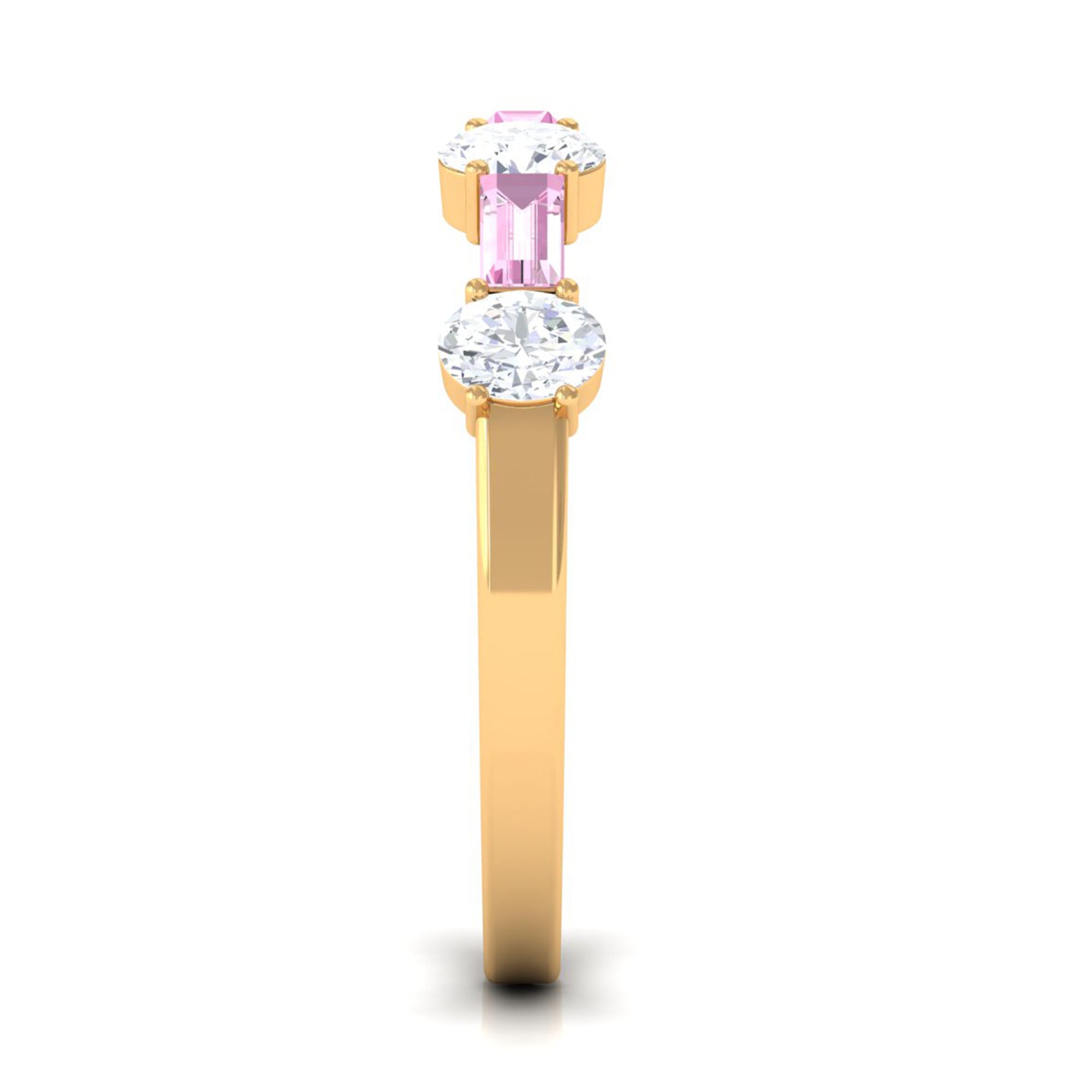1.25 CT Natural Pink Tourmaline Semi Eternity Ring with Moissanite AAA - Rosec Jewels