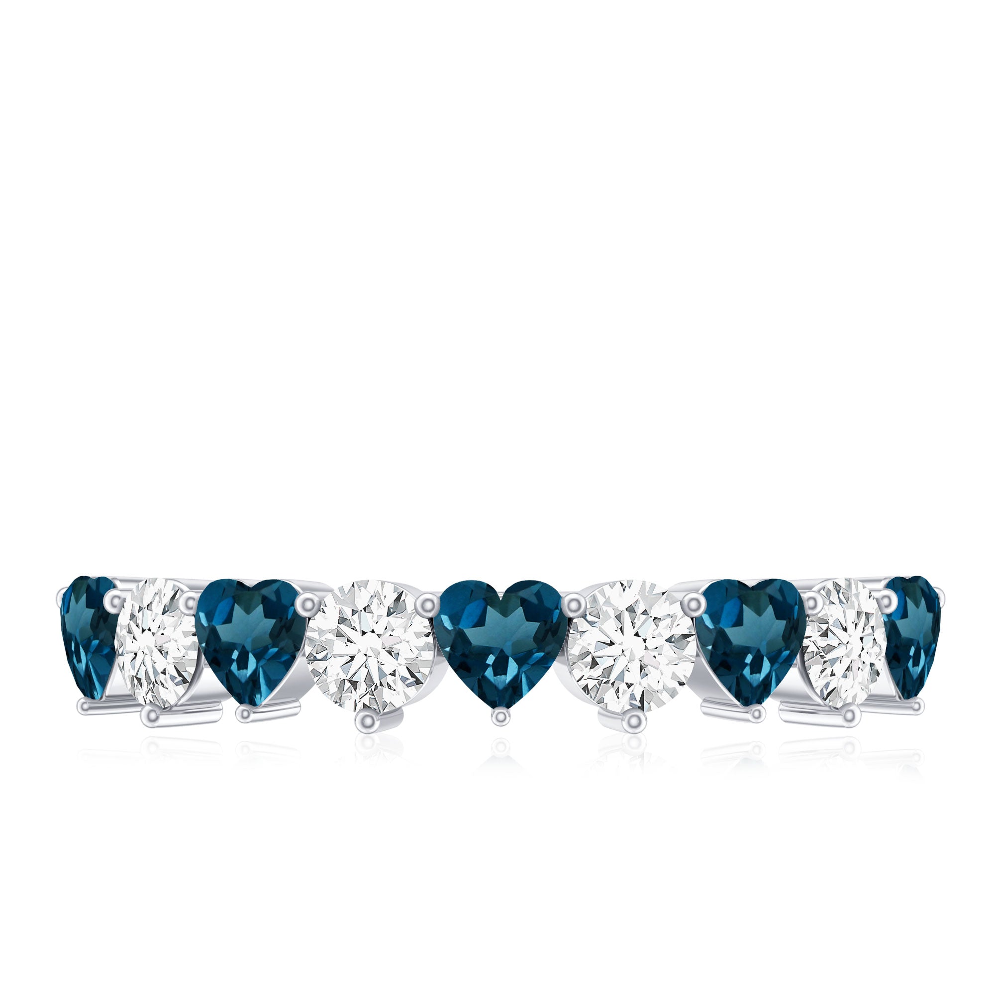 Rosec Jewels-London Blue Topaz and Moissanite Heart Eternity Band