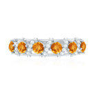 Natural Citrine Diamond Half Eternity Wedding Anniversary Ring AAA - Rosec Jewels