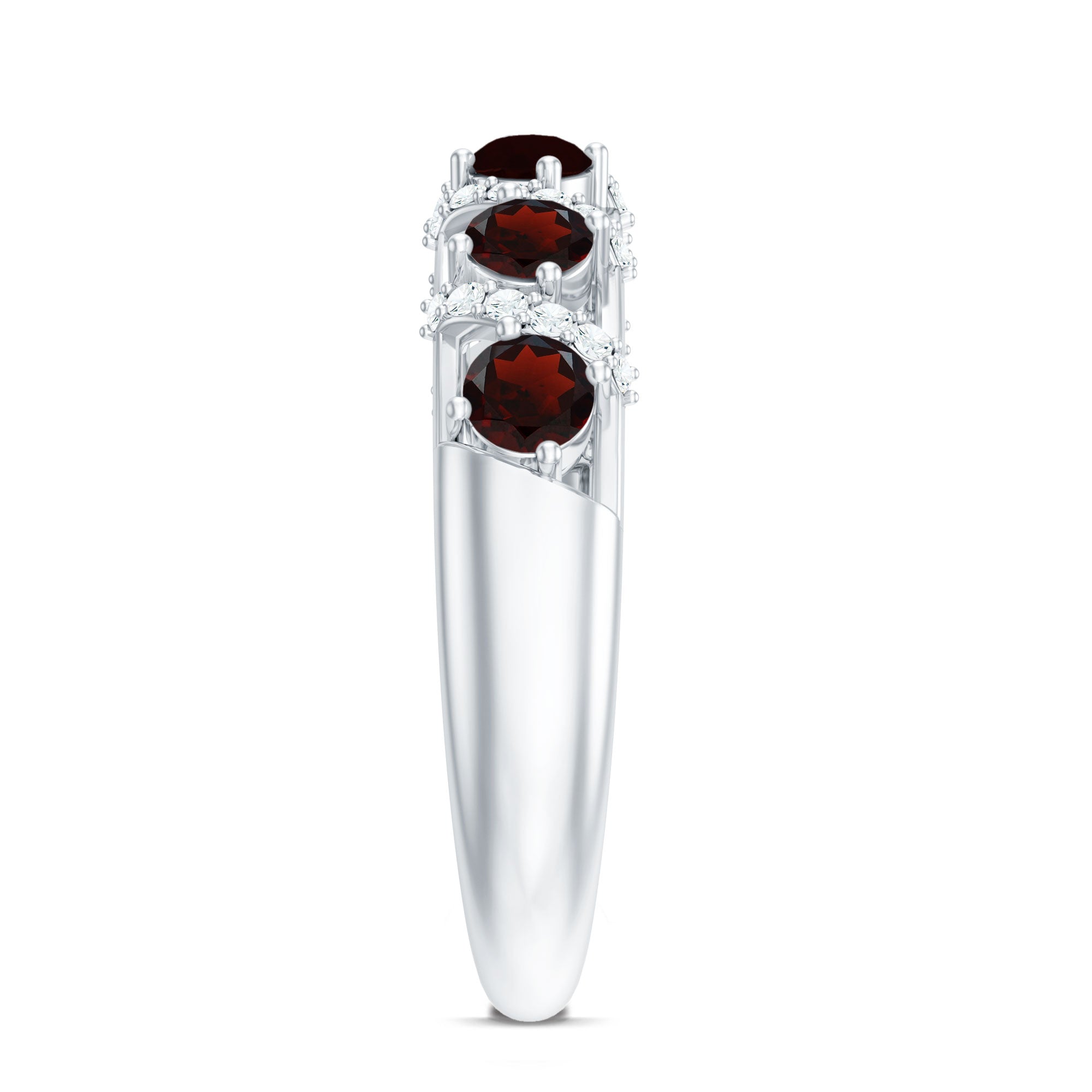 Rosec Jewels-Genuine Red Garnet Diamond Half Eternity Ring for Anniversary