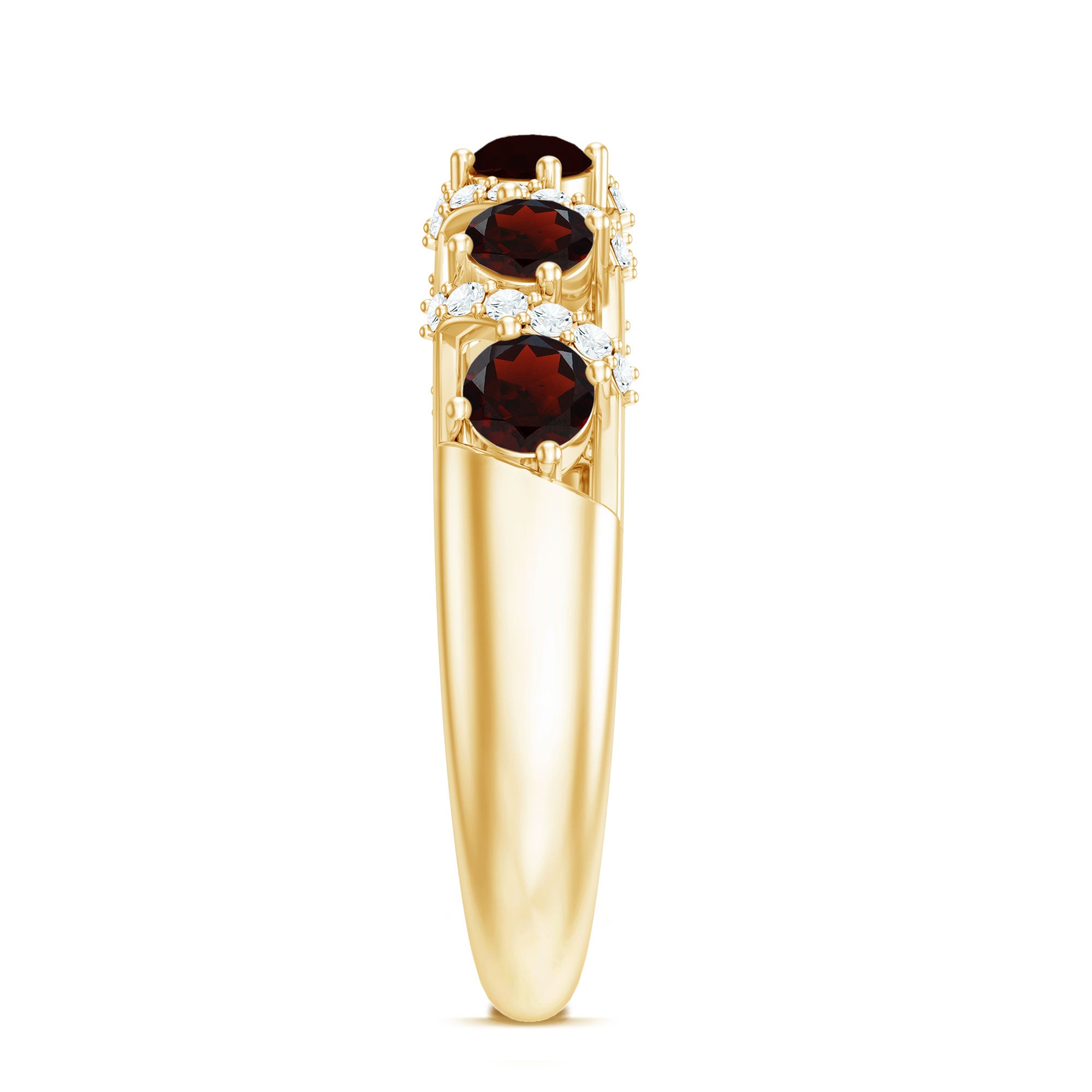 Rosec Jewels-Genuine Red Garnet Diamond Half Eternity Ring for Anniversary