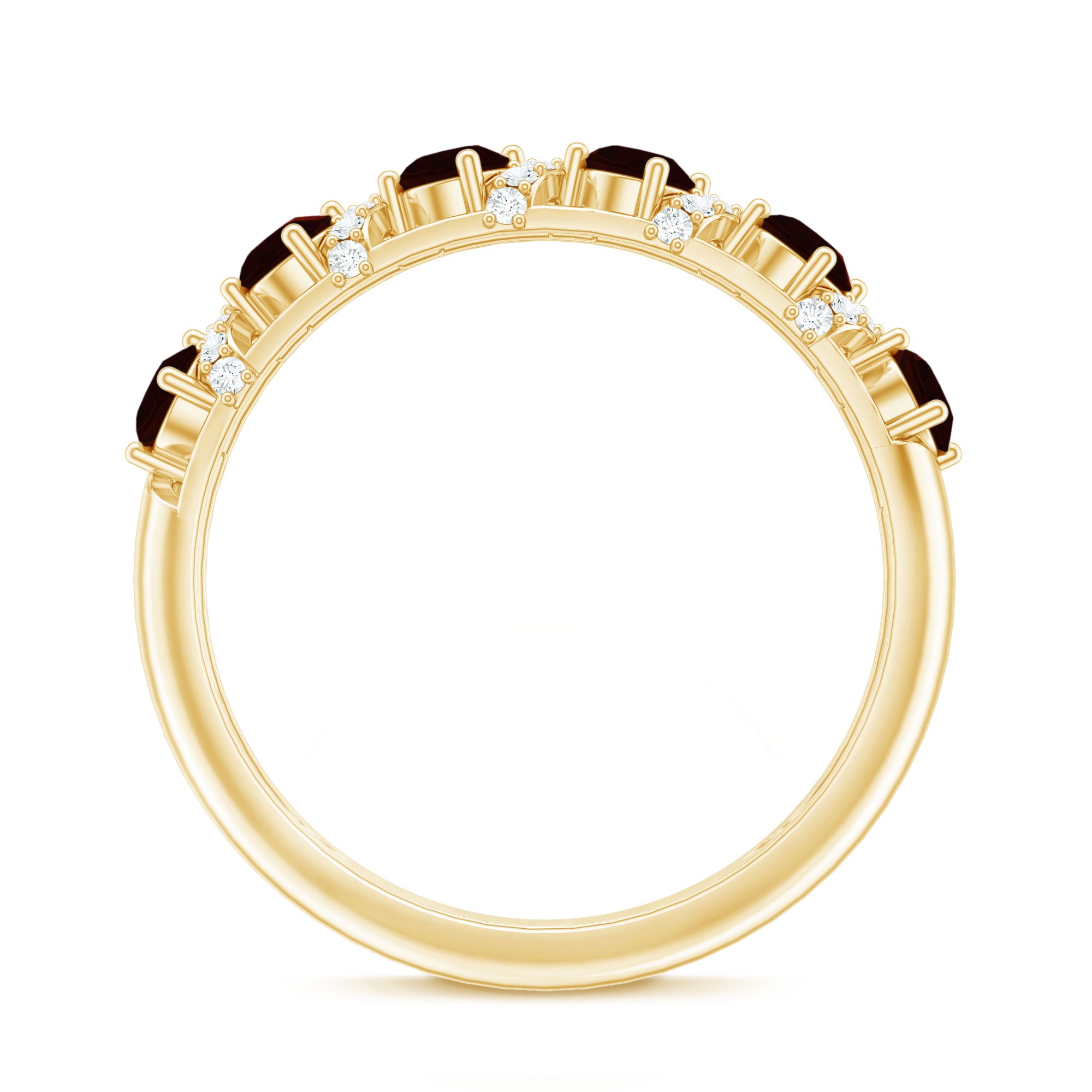 Rosec Jewels-Genuine Red Garnet Diamond Half Eternity Ring for Anniversary