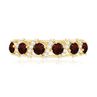 Rosec Jewels-Genuine Red Garnet Diamond Half Eternity Ring for Anniversary