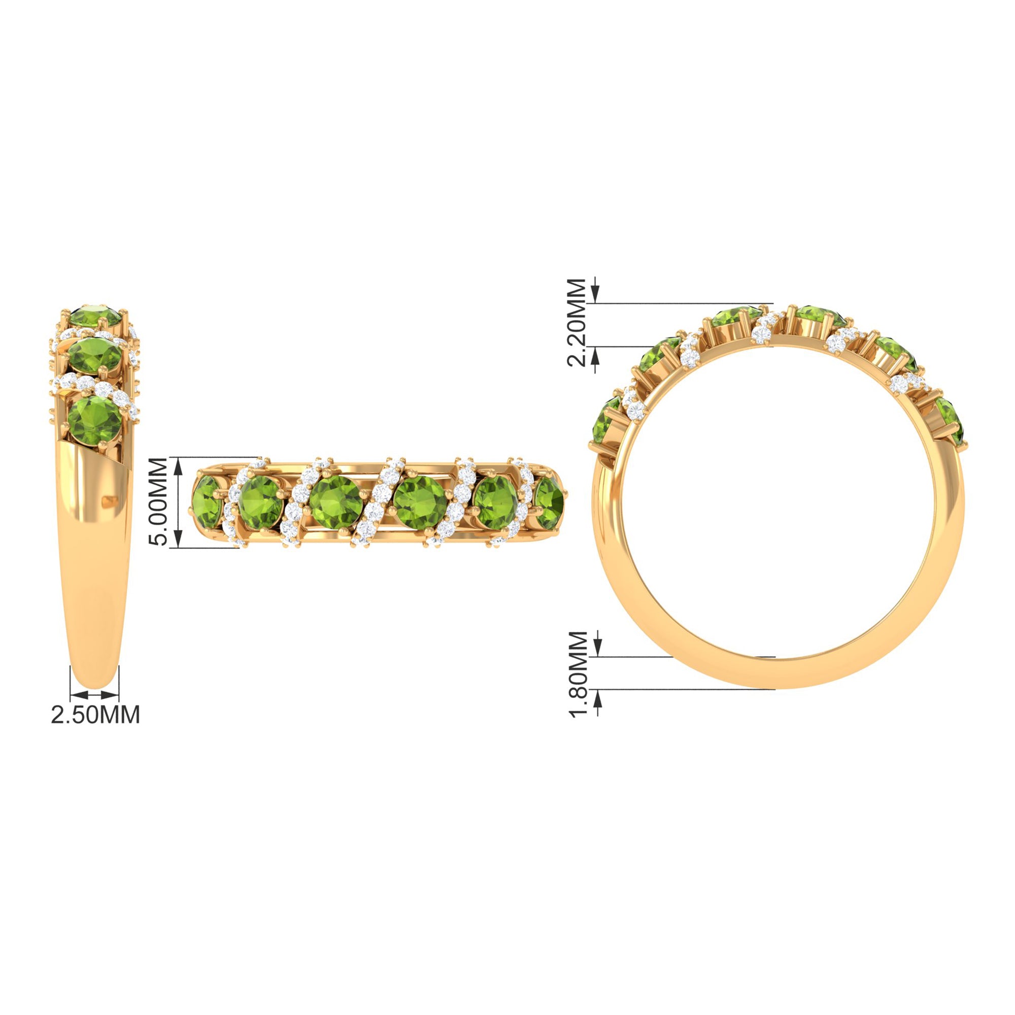 Designer Anniversary Ring with Peridot and Diamond AAA - Rosec Jewels