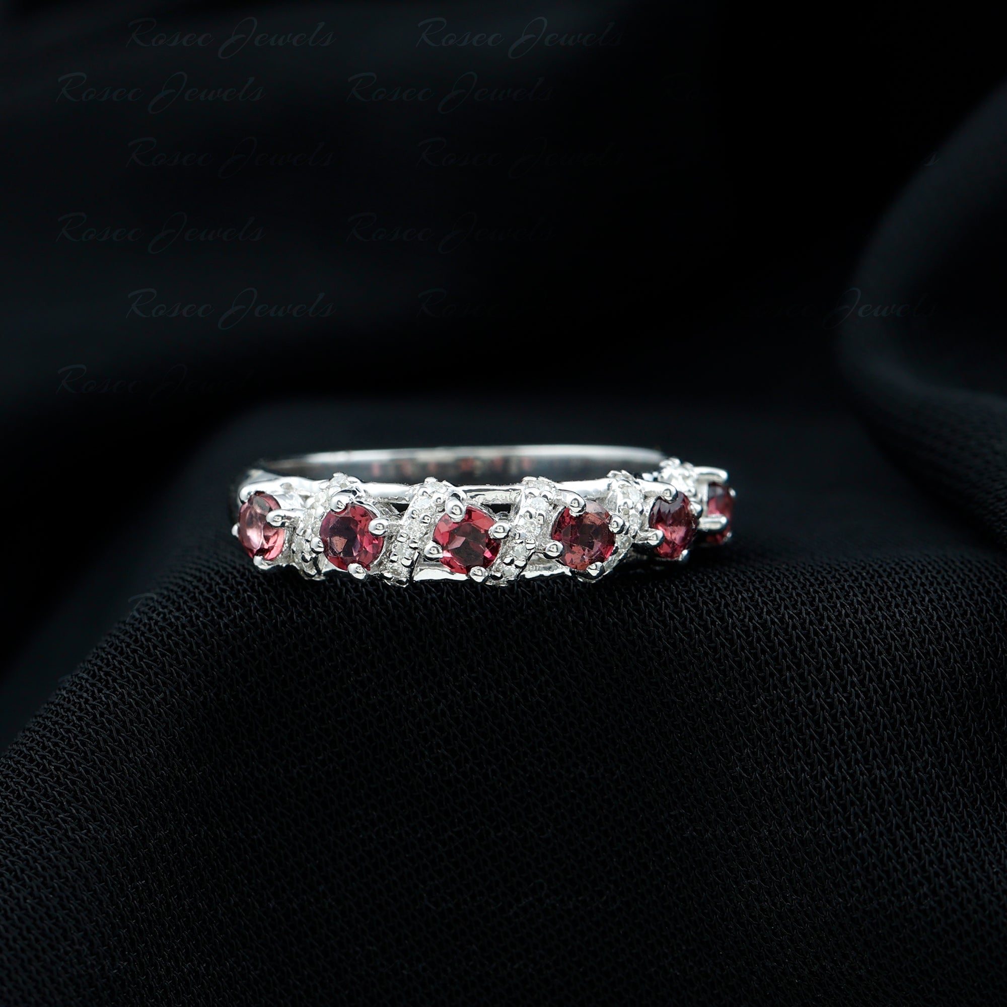 Designer Pink Tourmaline and Diamond Anniversary Ring AAA - Rosec Jewels