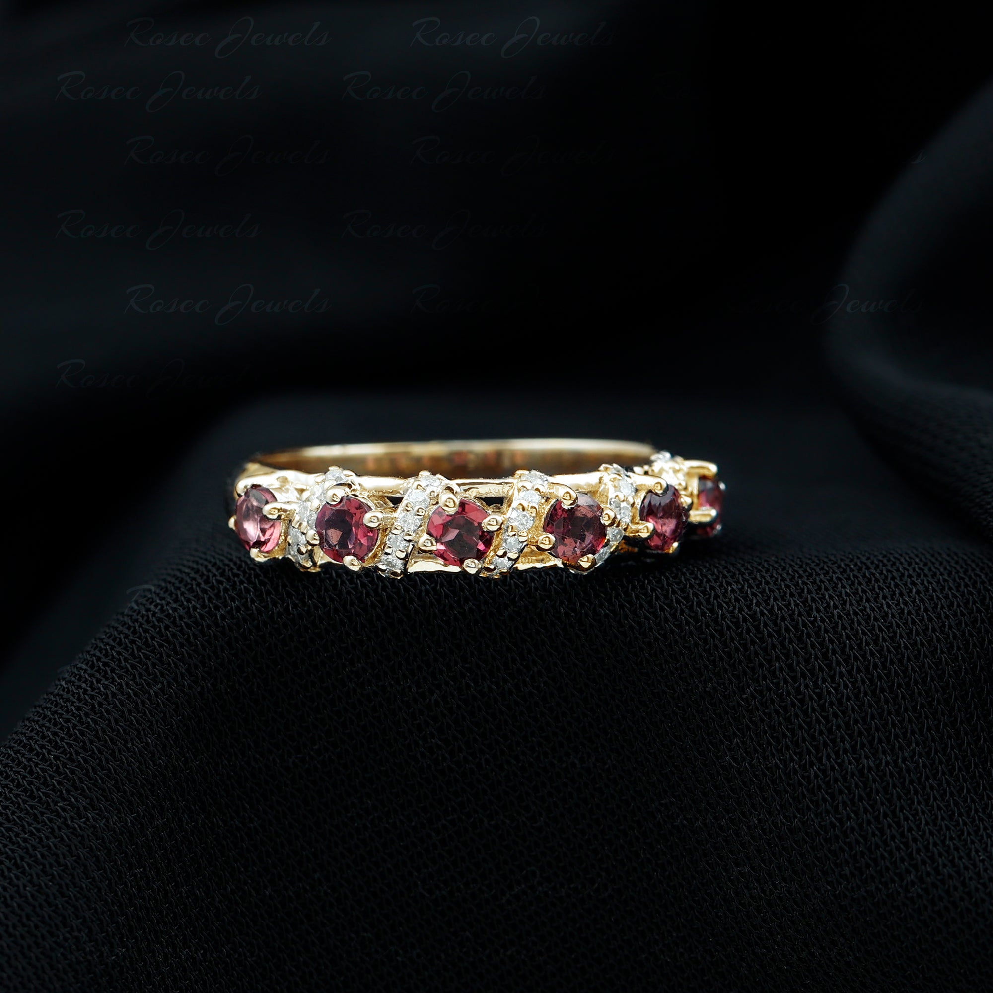 Designer Pink Tourmaline and Diamond Anniversary Ring AAA - Rosec Jewels