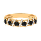 Black Spinel Designer Anniversary Band with Diamond AAA - Rosec Jewels