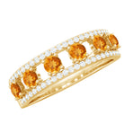 Natural Citrine Diamond Half Eternity Band Ring for Anniversary AAA - Rosec Jewels