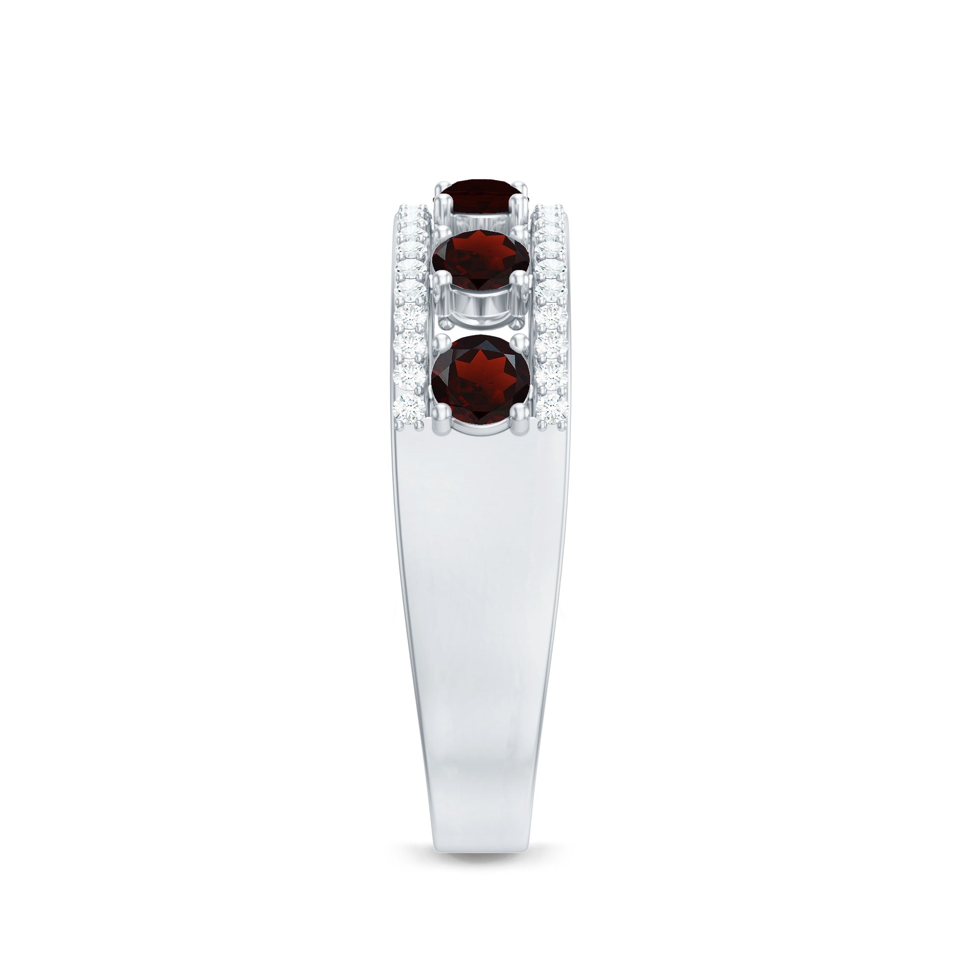 Rosec Jewels-Natural Garnet Half Eternity Band with Diamond
