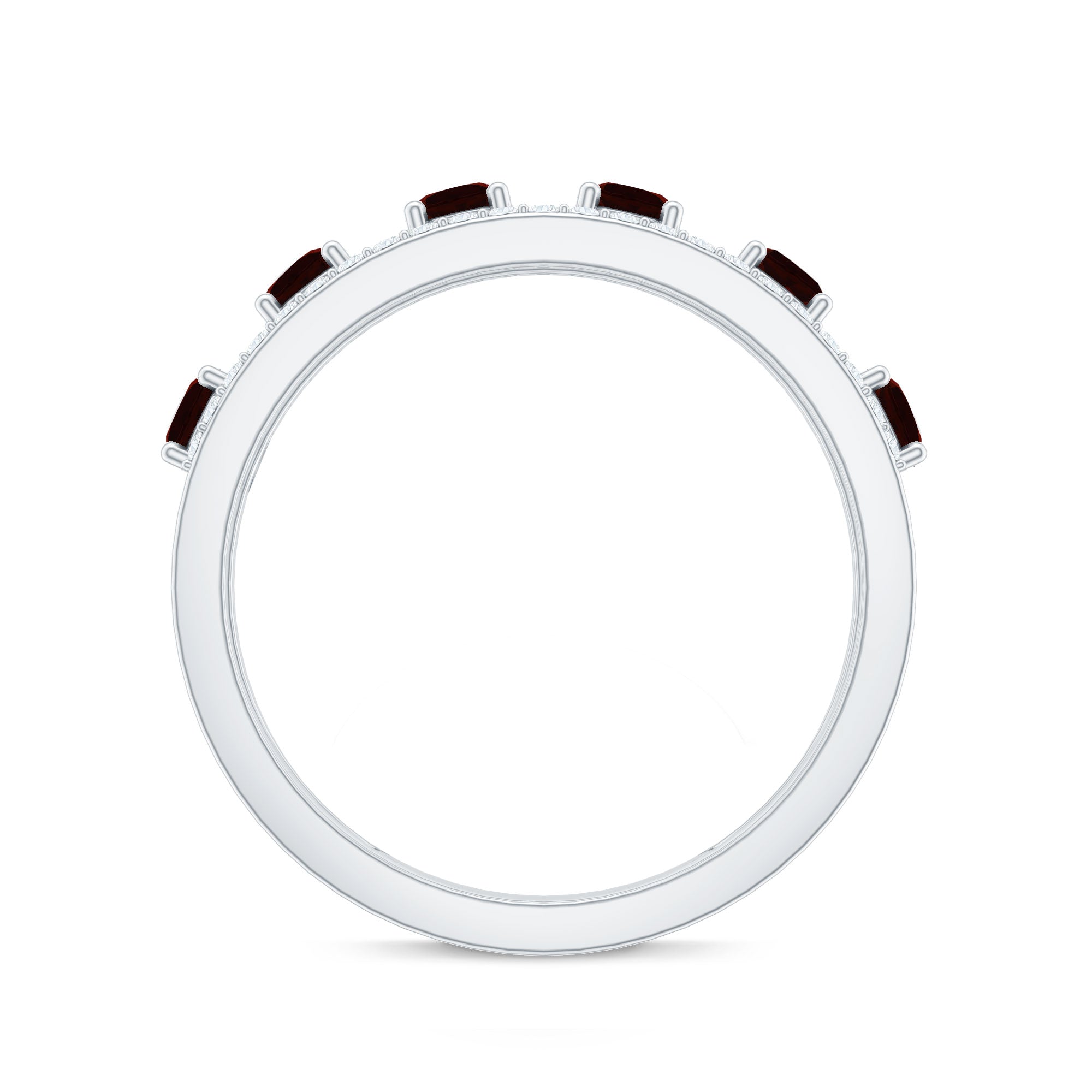 Rosec Jewels-Natural Garnet Half Eternity Band with Diamond