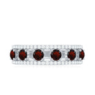 Rosec Jewels-Natural Garnet Half Eternity Band with Diamond