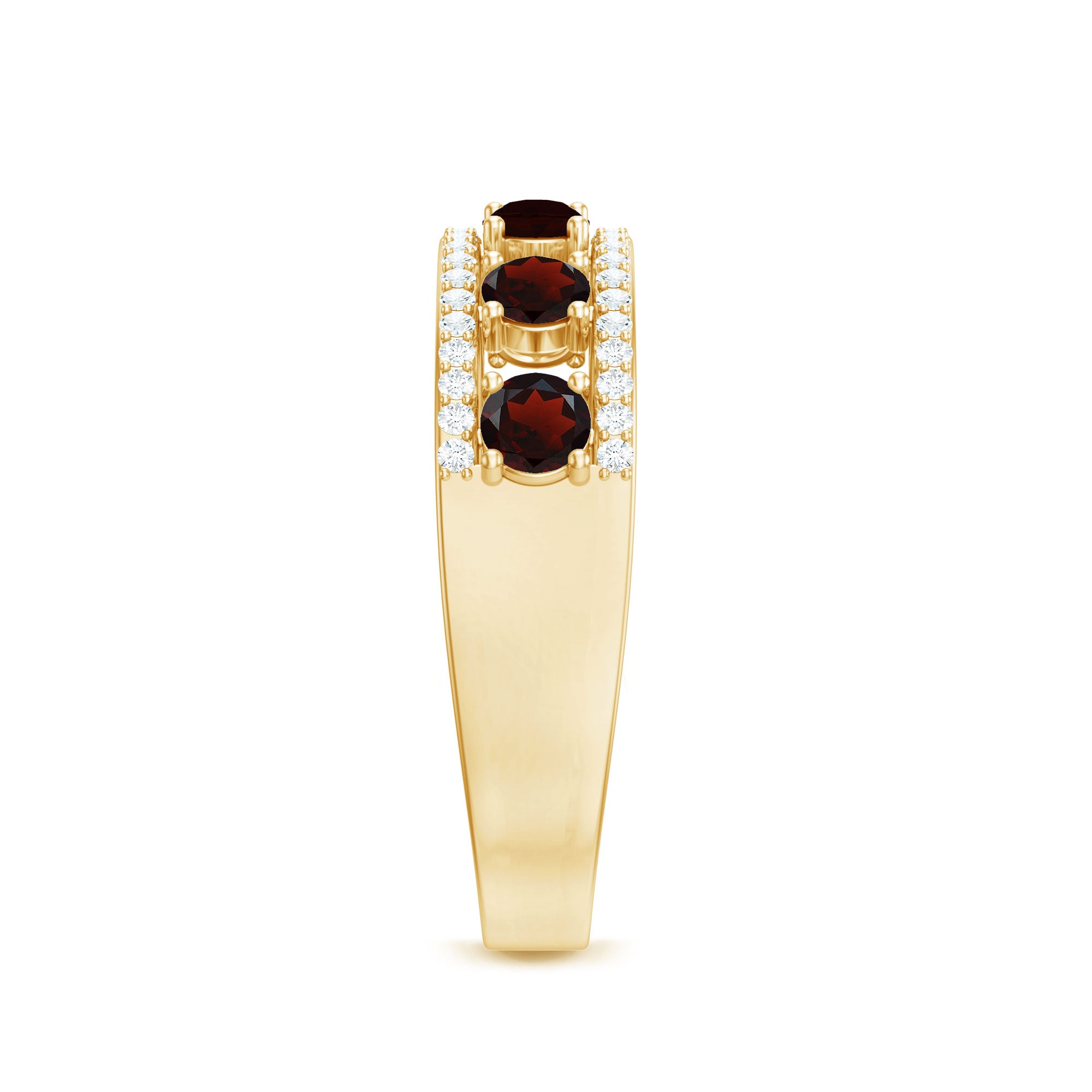 Rosec Jewels-Natural Garnet Half Eternity Band with Diamond