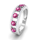 Pink Tourmaline Anniversary Ring with Diamond AAA - Rosec Jewels