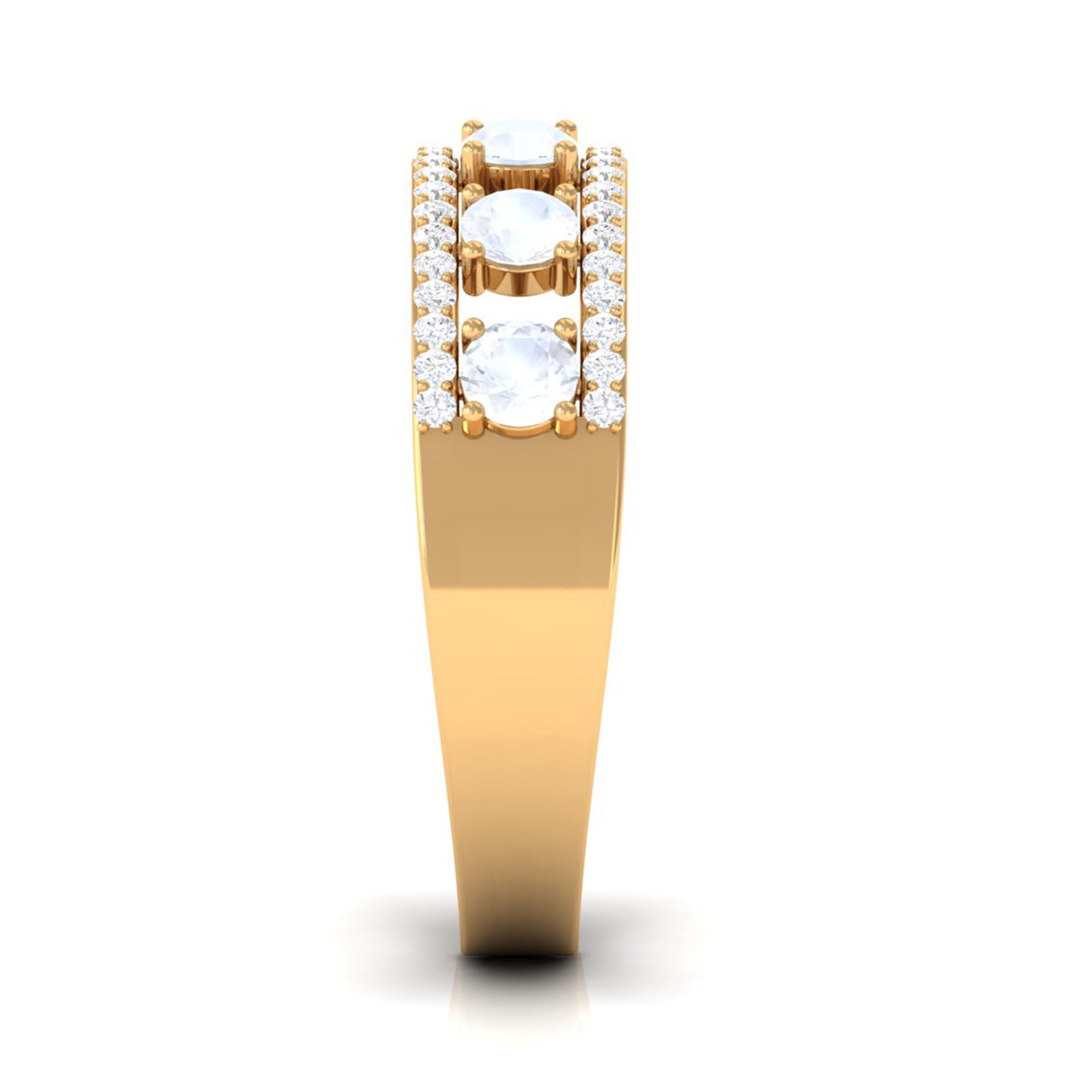 Real Moonstone and Diamond Anniversary Ring AAA - Rosec Jewels