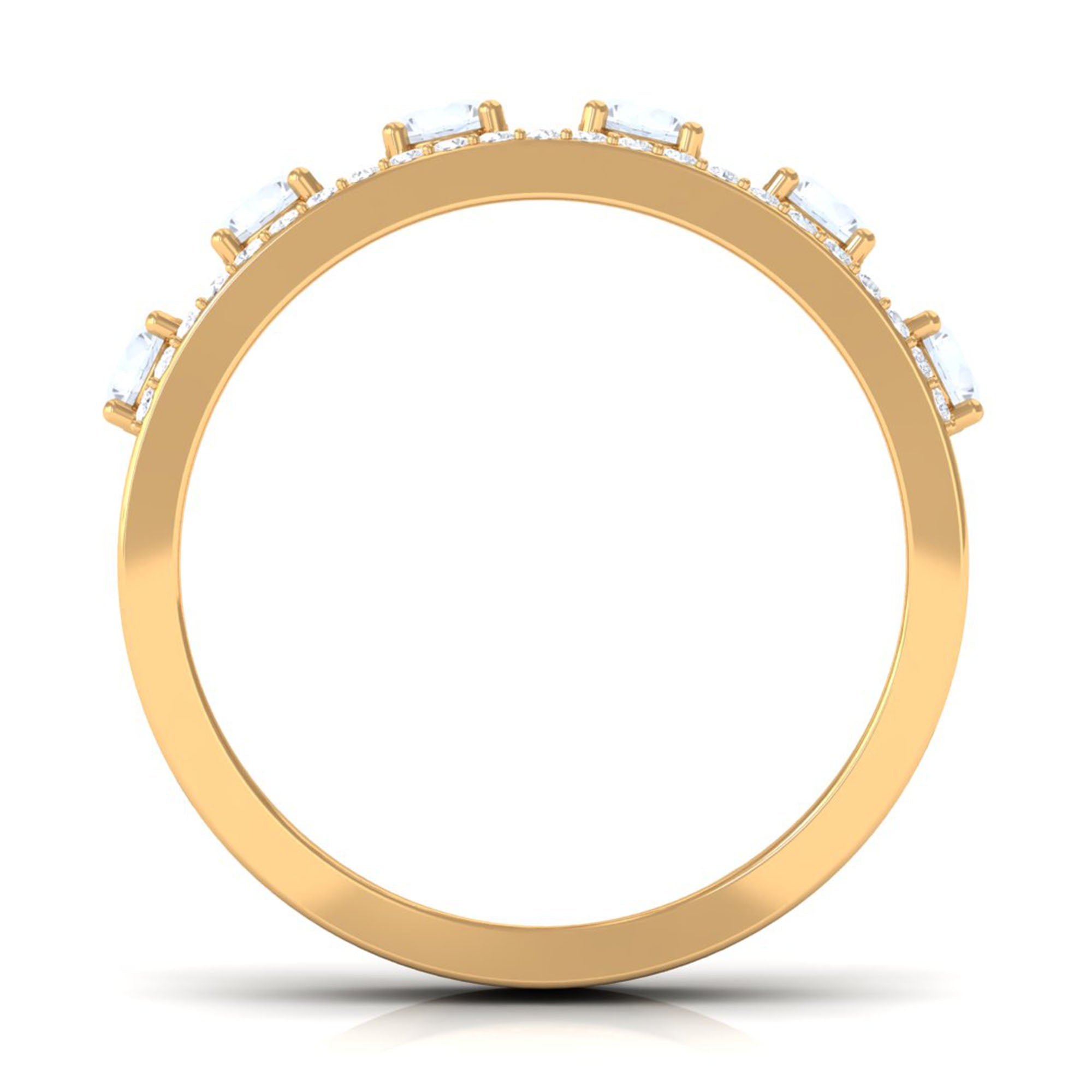 Real Moonstone and Diamond Anniversary Ring AAA - Rosec Jewels