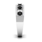 3/4 CT Black Spinel Anniversary Band Ring with Diamond AAA - Rosec Jewels