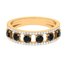 3/4 CT Black Spinel Anniversary Band Ring with Diamond AAA - Rosec Jewels