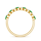 Genuine Marquise Emerald Diamond Half Eternity Ring for Wedding AAA - Rosec Jewels