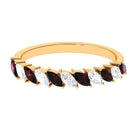 Certified Marquise Garnet Half Eternity Band with Diamond AAA - Rosec Jewels