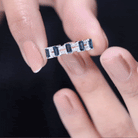 Baguette London Blue Topaz Half Eternity Band with Diamond AAA - Rosec Jewels
