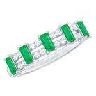 Baguette Cut Emerald and Diamond Half Eternity Band AAA - Rosec Jewels