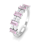 Rosec Jewels-Natural Pink Tourmaline Wide Half Eternity Ring with Diamond