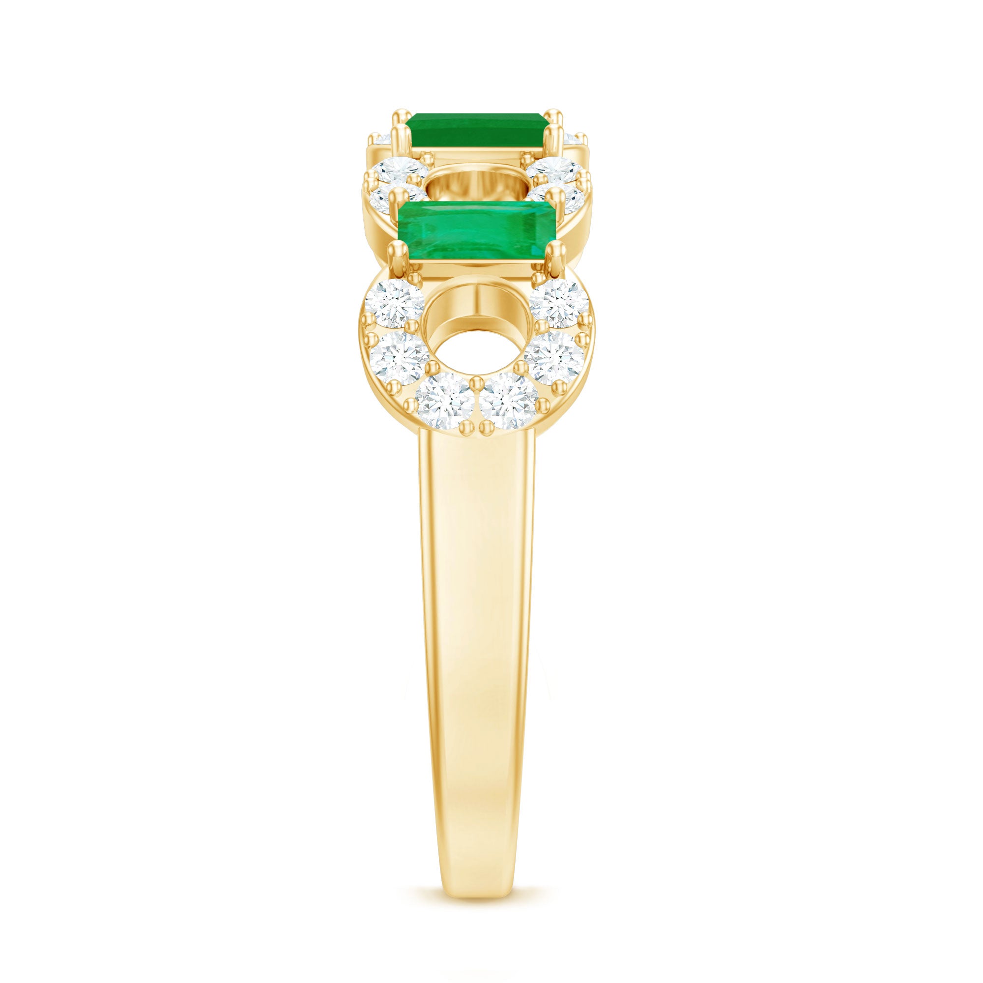 Rosec Jewels-Natural Baguette Emerald Diamond Art Deco Half Eternity Ring