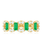 Rosec Jewels-Natural Baguette Emerald Diamond Art Deco Half Eternity Ring