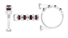 Certified Real Baguette Garnet Half Eternity Band with Diamond AAA - Rosec Jewels