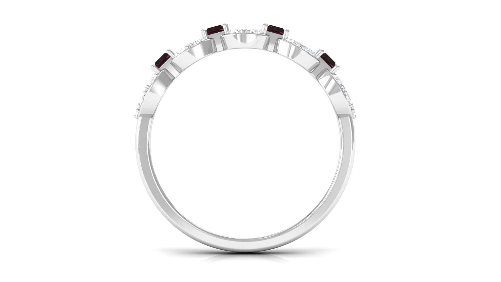 Certified Real Baguette Garnet Half Eternity Band with Diamond AAA - Rosec Jewels