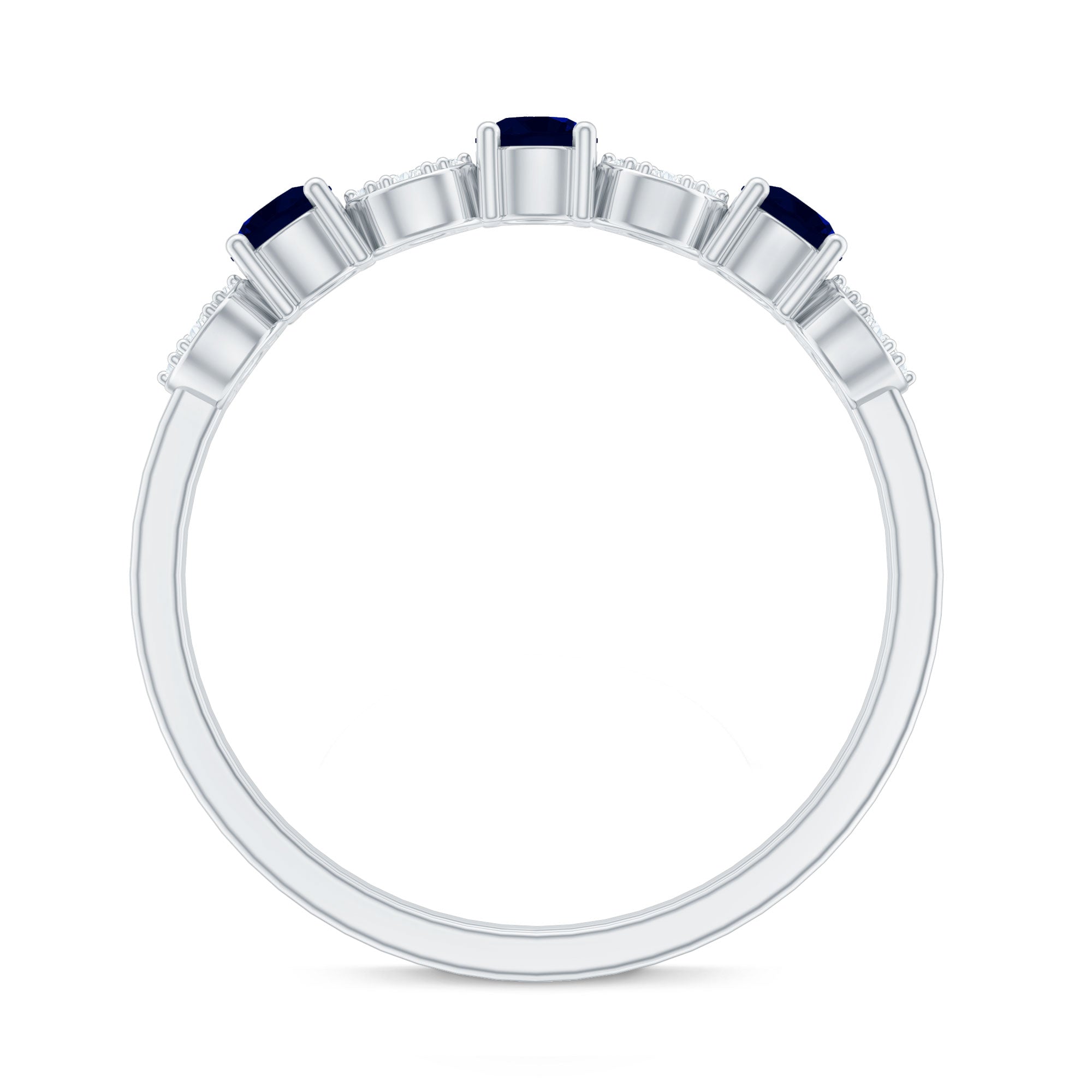 Rosec Jewels-Natural Blue Sapphire Diamond Half Eternity Ring for Women