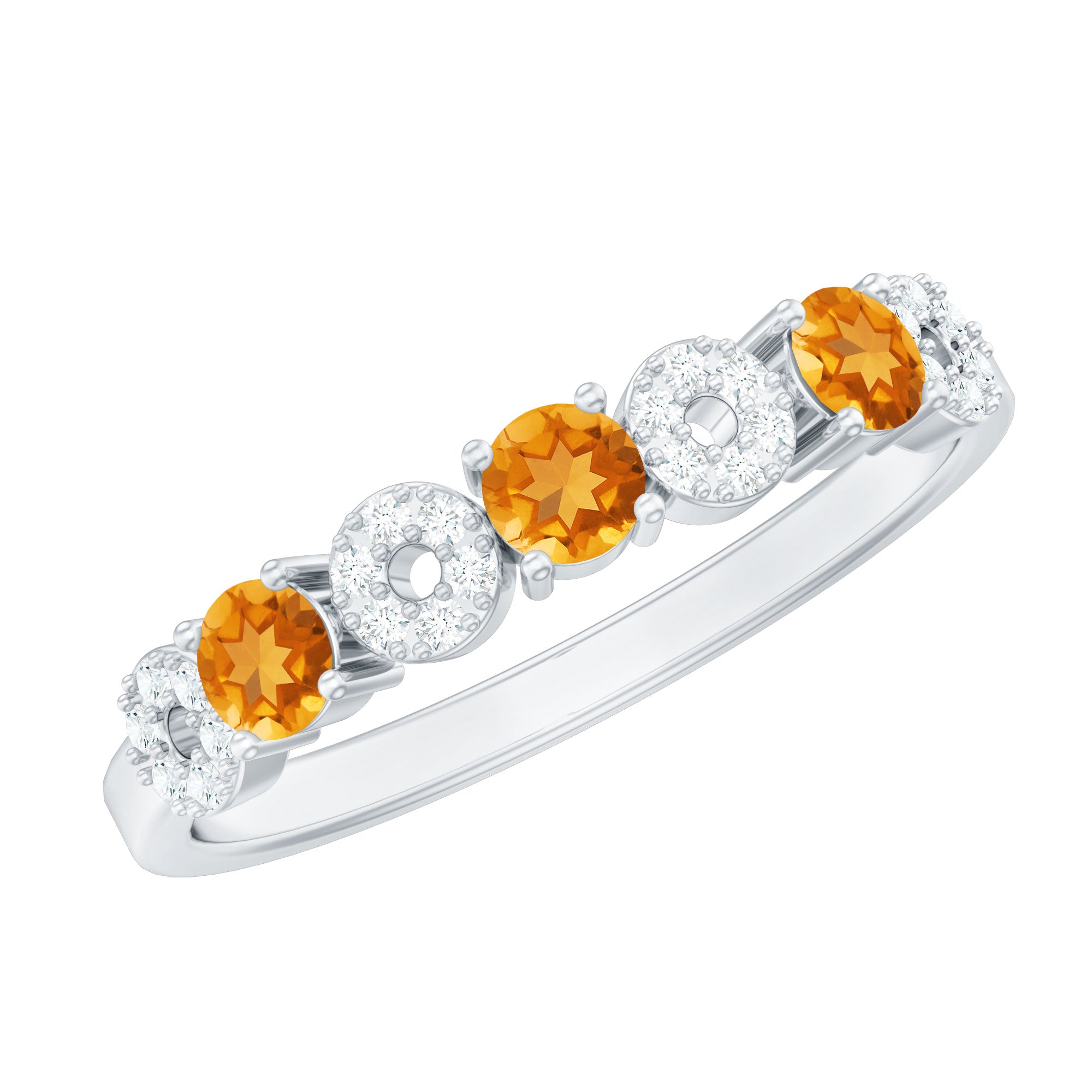 Rosec Jewels-Natural Citrine Diamond Half Eternity Ring