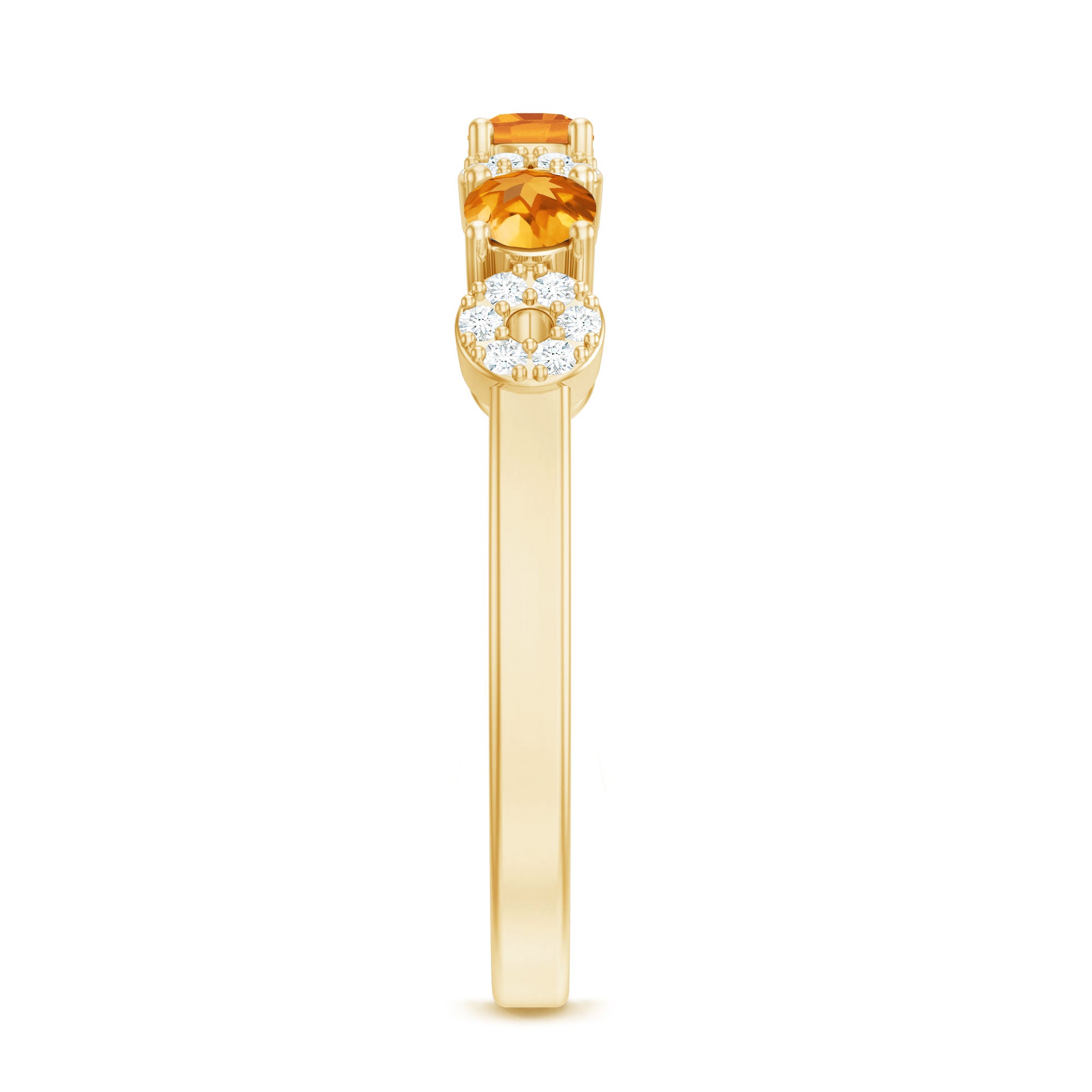 Rosec Jewels-Natural Citrine Diamond Half Eternity Ring