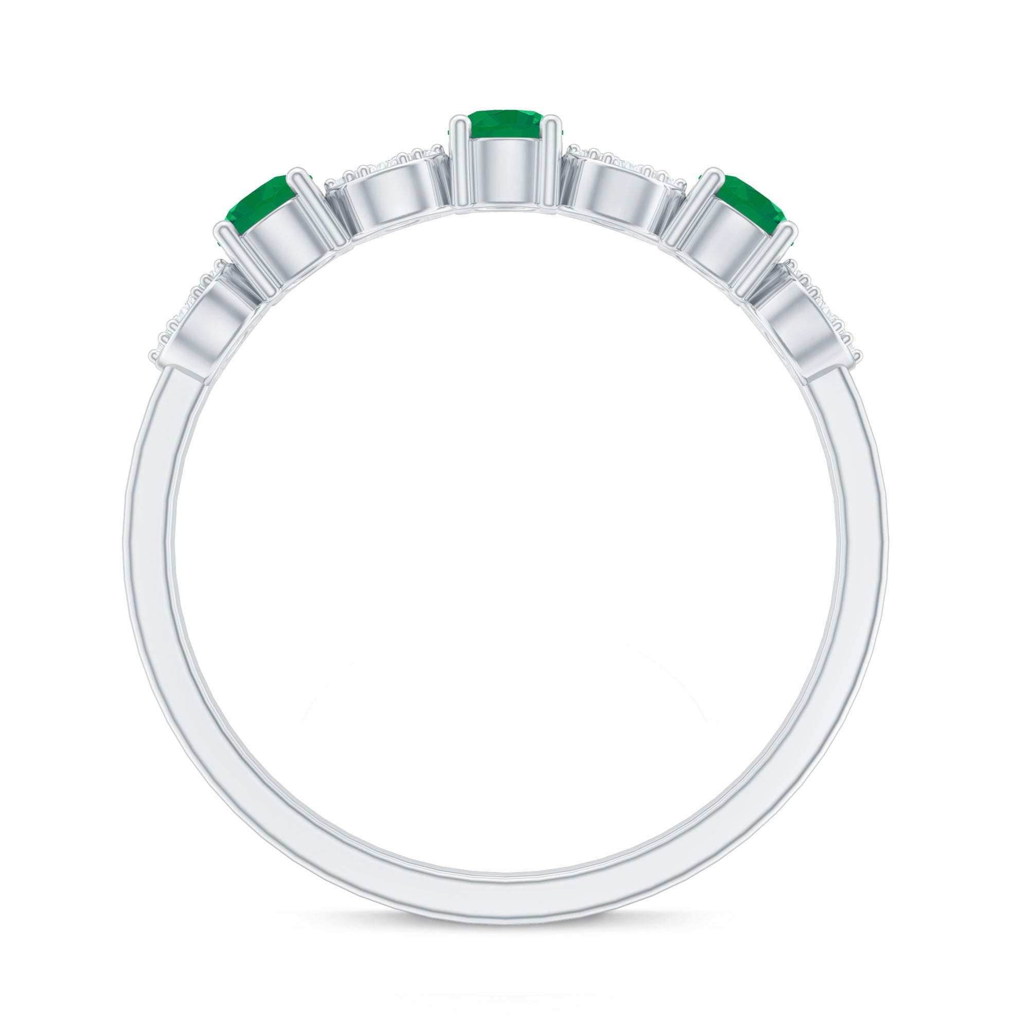 Natural Emerald Diamond Half Eternity Anniversary Ring with Certificate AAA - Rosec Jewels