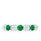 Natural Emerald Diamond Half Eternity Anniversary Ring with Certificate AAA - Rosec Jewels