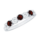 Rosec Jewels-Natural Garnet Diamond Half Eternity Ring with Certificate