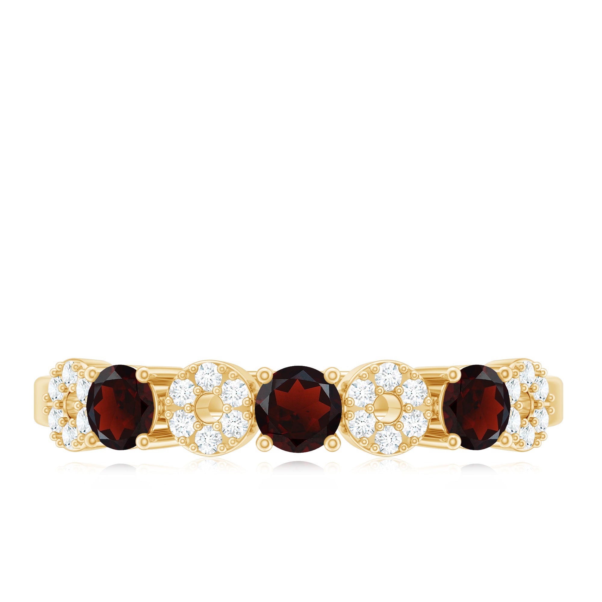 Rosec Jewels-Natural Garnet Diamond Half Eternity Ring with Certificate