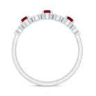 Genuine Ruby Half Eternity Ring with Diamond for Women AAA - Rosec Jewels