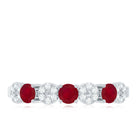 Genuine Ruby Half Eternity Ring with Diamond for Women AAA - Rosec Jewels