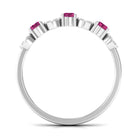 Semi Eternity Ring with Pink Tourmaline and Diamond AAA - Rosec Jewels