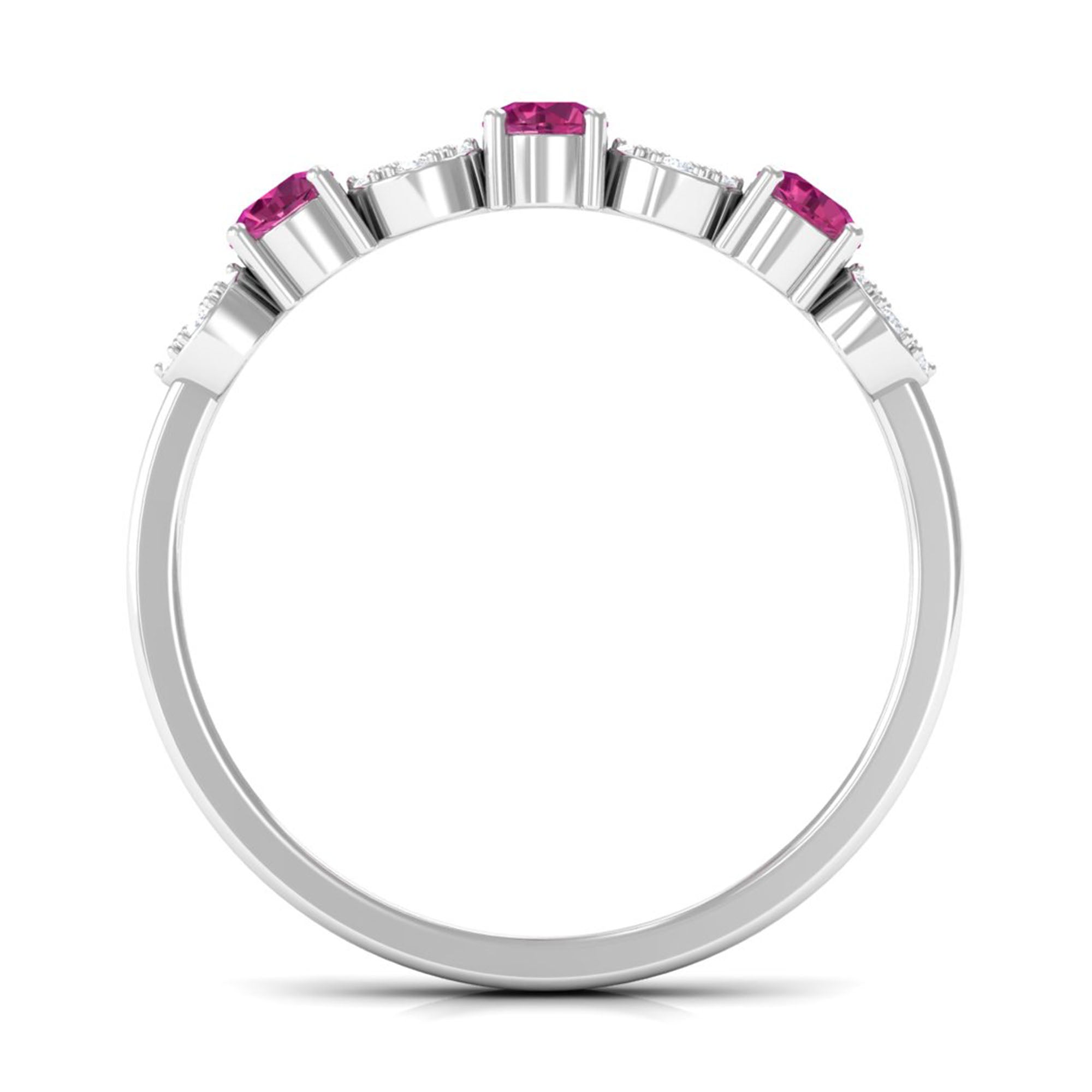 Rosec Jewels-Semi Eternity Ring with Pink Tourmaline and Diamond