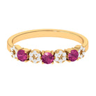 Semi Eternity Ring with Pink Tourmaline and Diamond AAA - Rosec Jewels