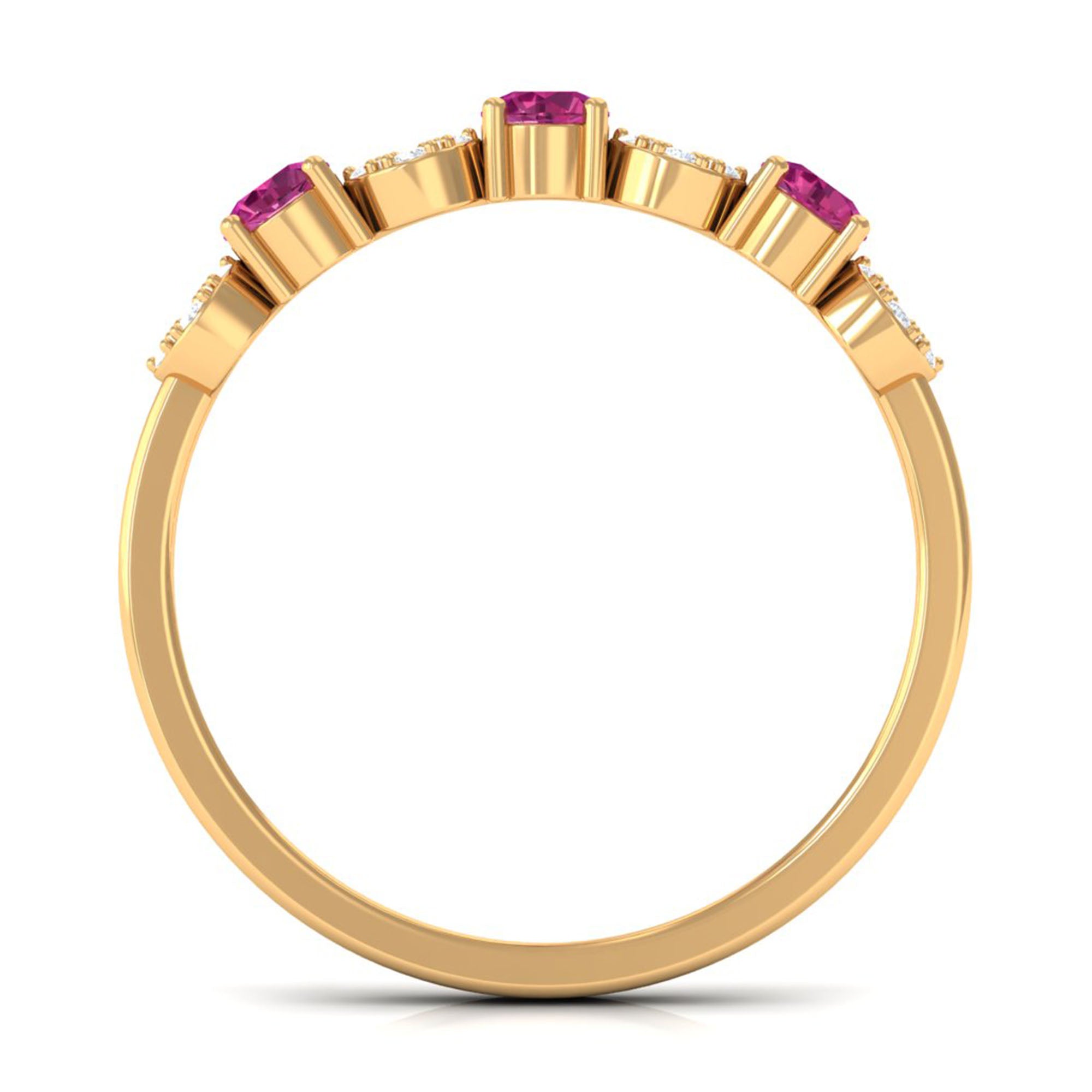 Rosec Jewels-Semi Eternity Ring with Pink Tourmaline and Diamond