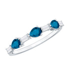 Rosec Jewels-Pear Shape London Blue Topaz Eternity Band with Baguette Diamonds