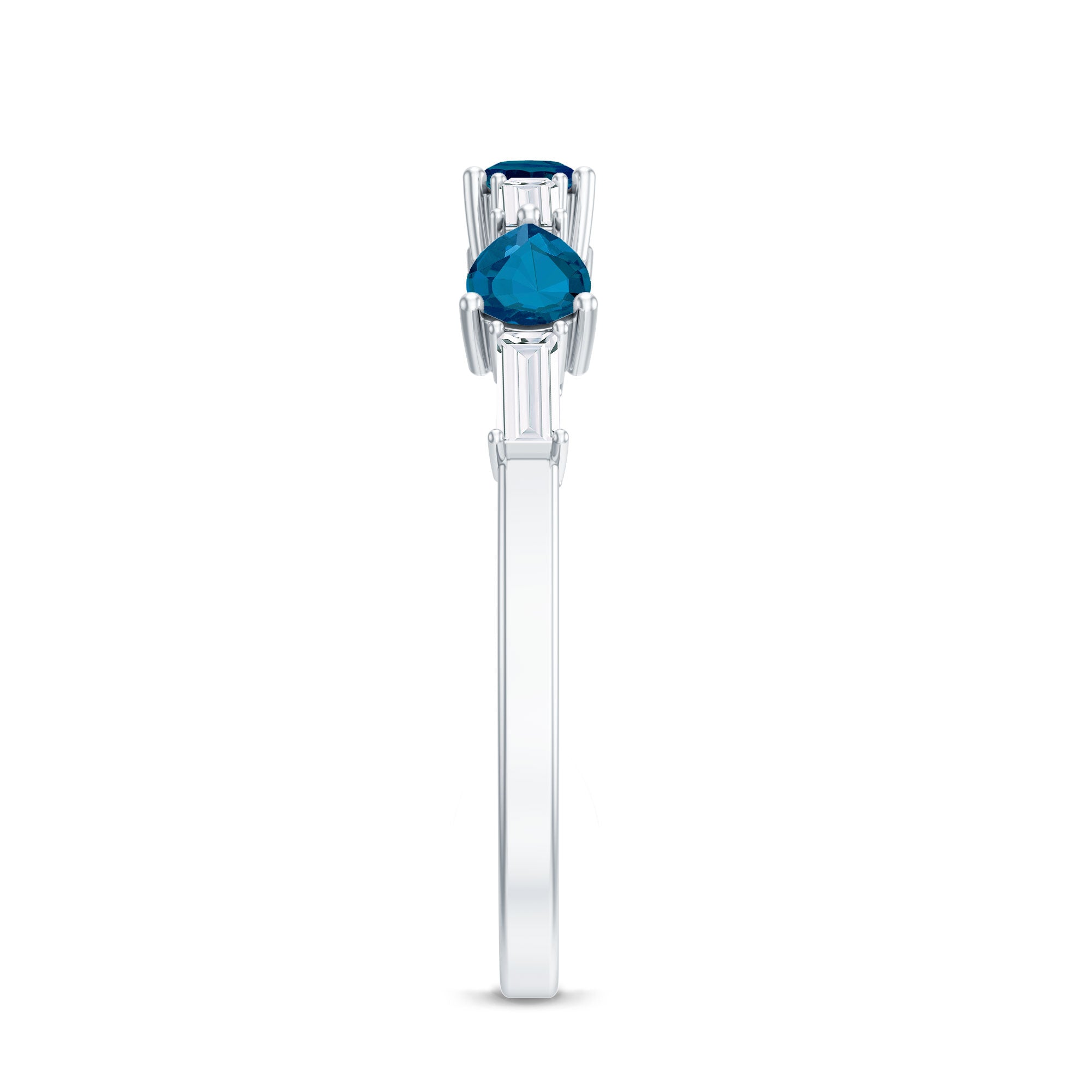 Rosec Jewels-Pear Shape London Blue Topaz Eternity Band with Baguette Diamonds